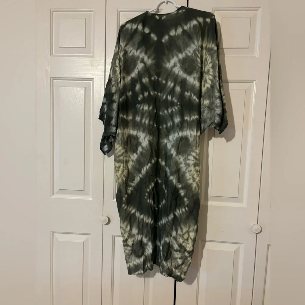 Tie-Dye Kimono Cover-Up in Olive Green